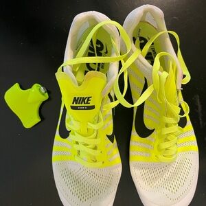 Nike Women's Neon Yellow White Running Shoes with Black Swoosh